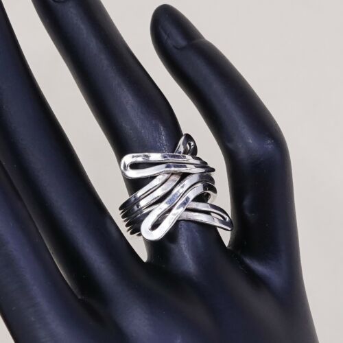 Size 6.25, Vtg Sterling Silver Handmade Ring, Mexico 925 Modern Entwinted Band