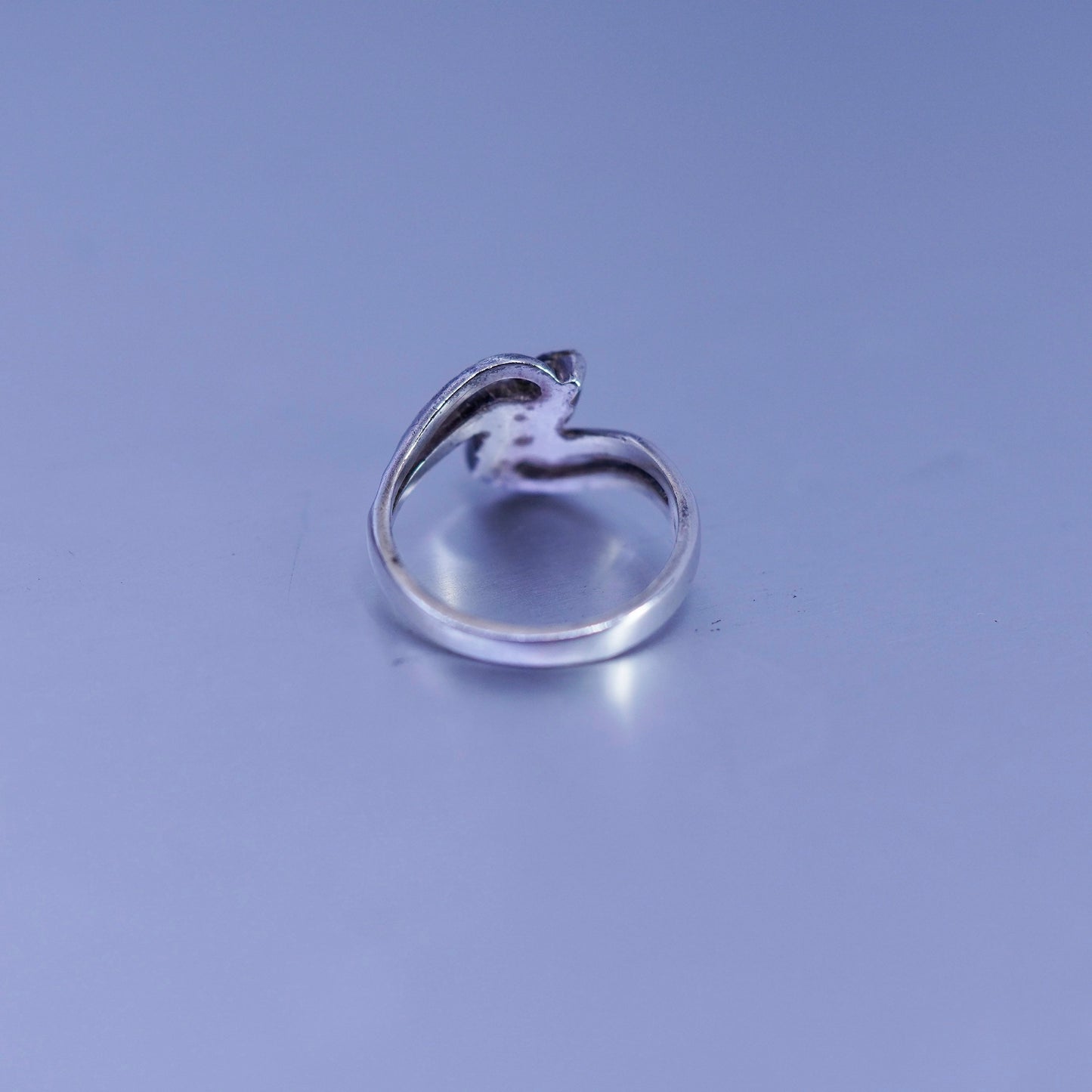 Size 7.25, vintage Sterling 925 silver handmade ring w/ 10K gold rose gold leaf