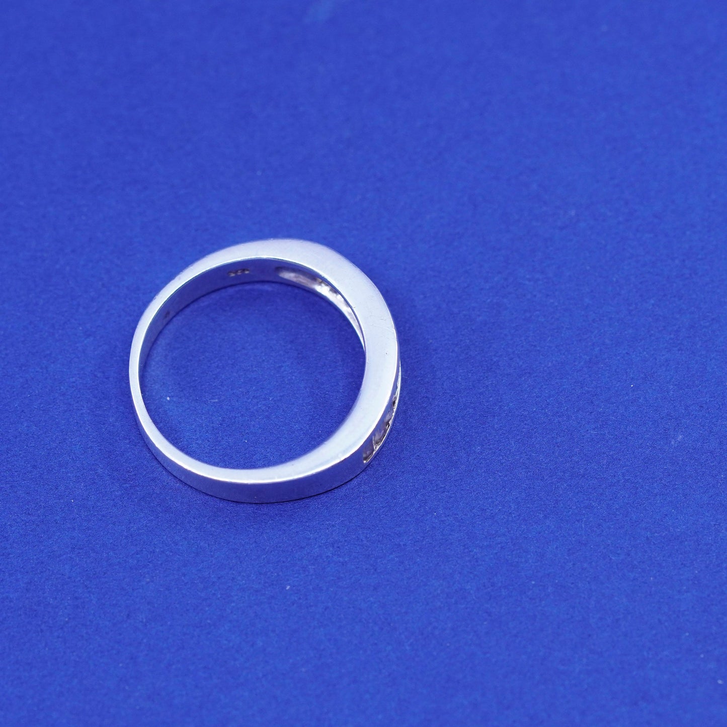 Size 11, vintage Sterling silver engagement ring, 925 band with clear cz around