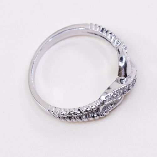 Sz 7.25, Vtg Sterling silver handmade ring, 925 silver Infinity Sumbo W/ CZ