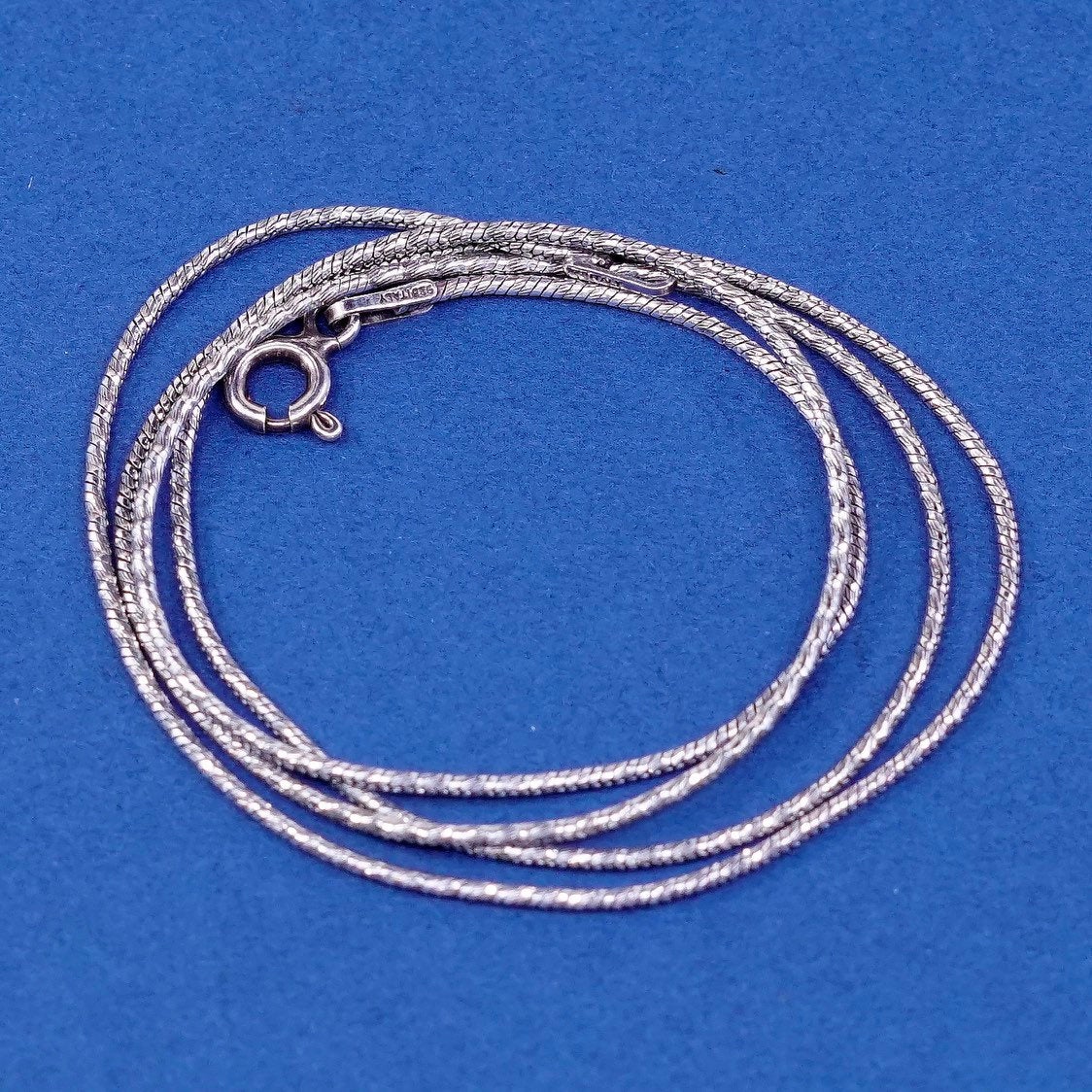 18", 1mm, VTG Sterling silver handmade necklace, 925 snake chain