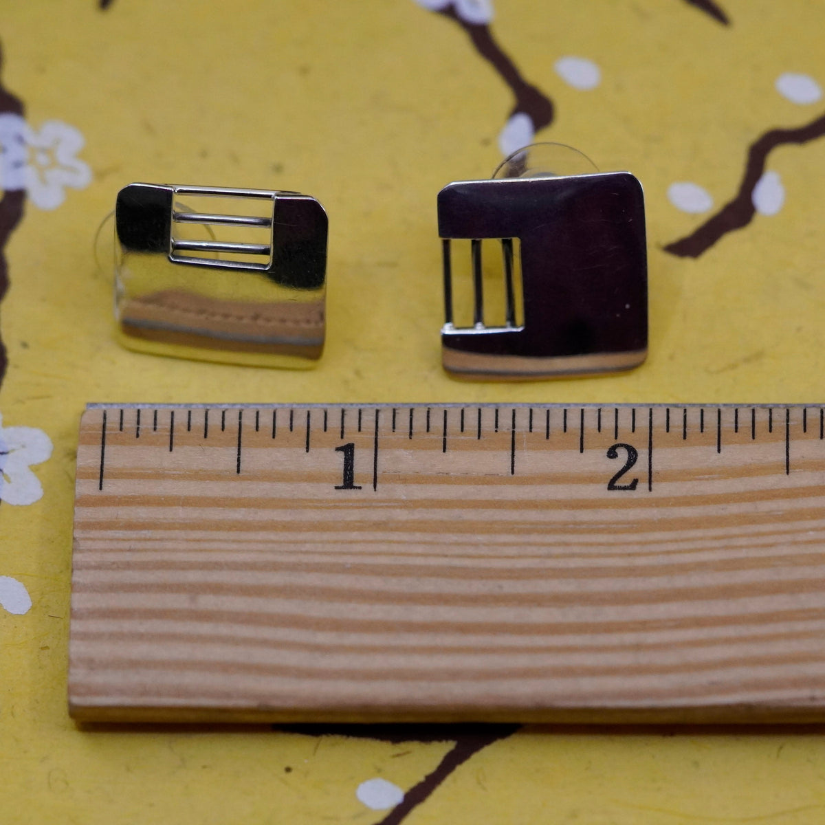 vintage mexico Sterling silver handmade studs, square earrings