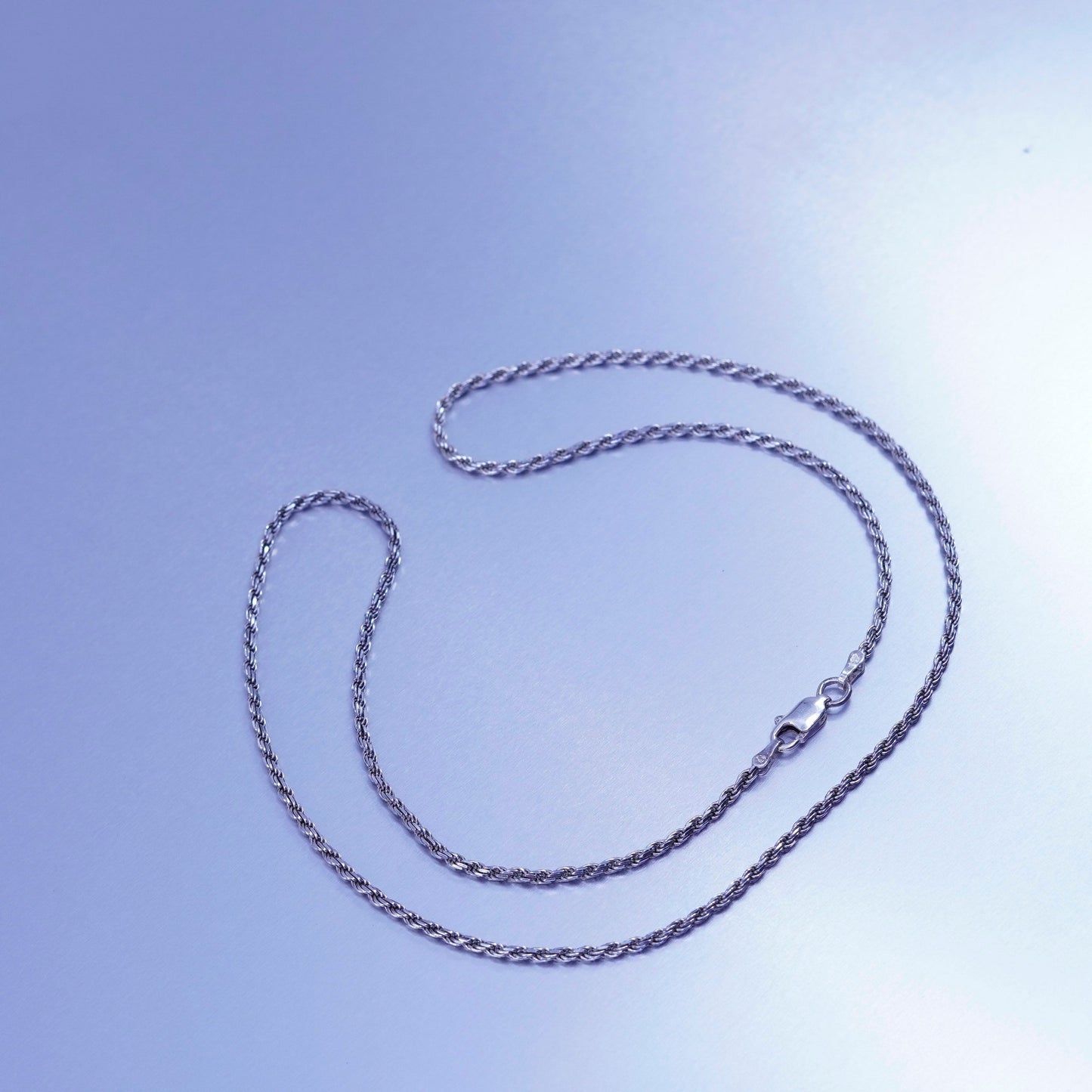 20” 2mm, vintage Sterling 925 silver bold rope chain necklace