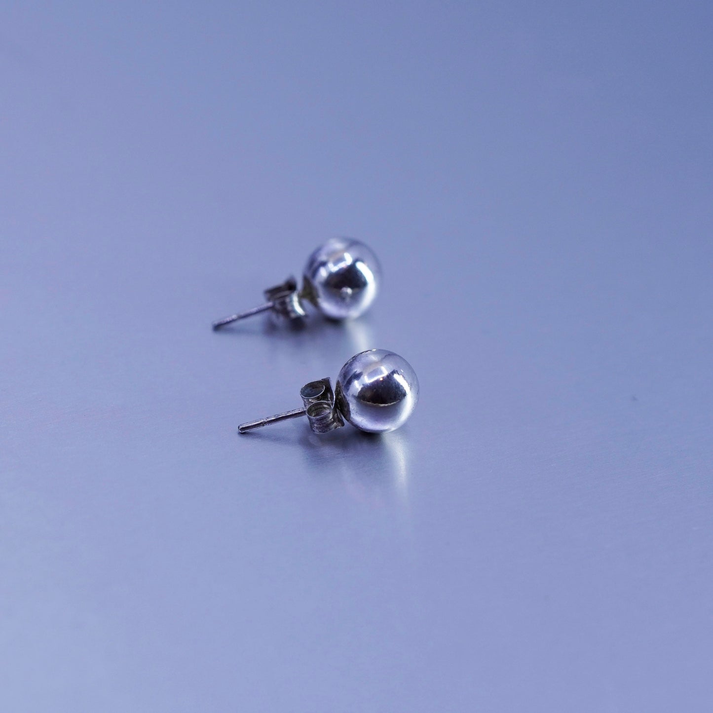 7mm, Vintage Sterling 925 silver handmade earrings, bead studs