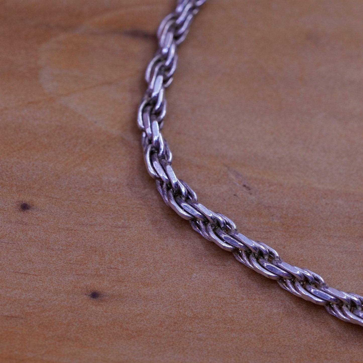 7”, 2.5mm, vintage Sterling silver diamond rope bracelet, Italy 925 chain