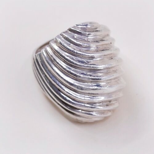 Size 6, Vtg Mexico Sterling 925 Silver Handmade Ribbed Ring warrior Band