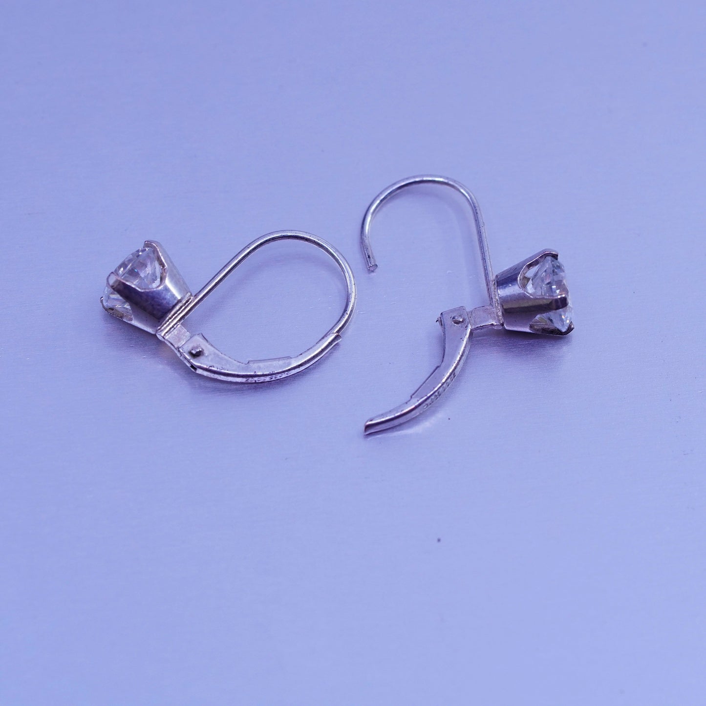 Vintage Sterling 925 silver earrings with dangle and Cz
