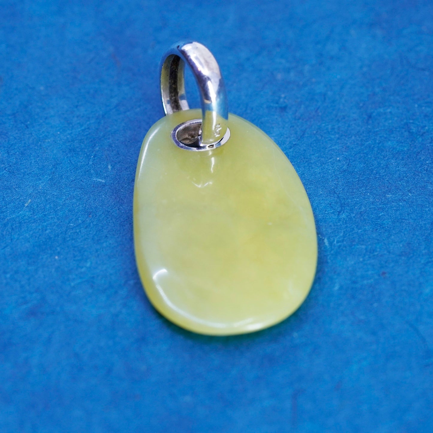 vintage RAGE Sterling silver handmade pendant, modern 925 jade disc