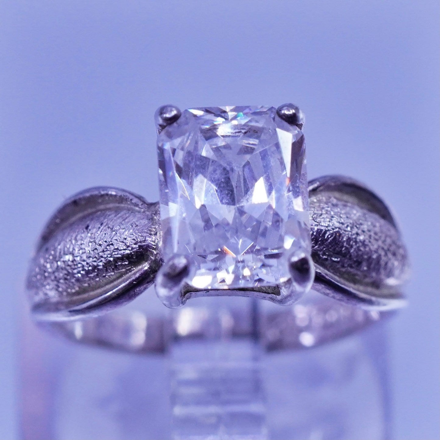 Size 6.25, vintage Sterling 925 silver handmade engagement ring with Cz