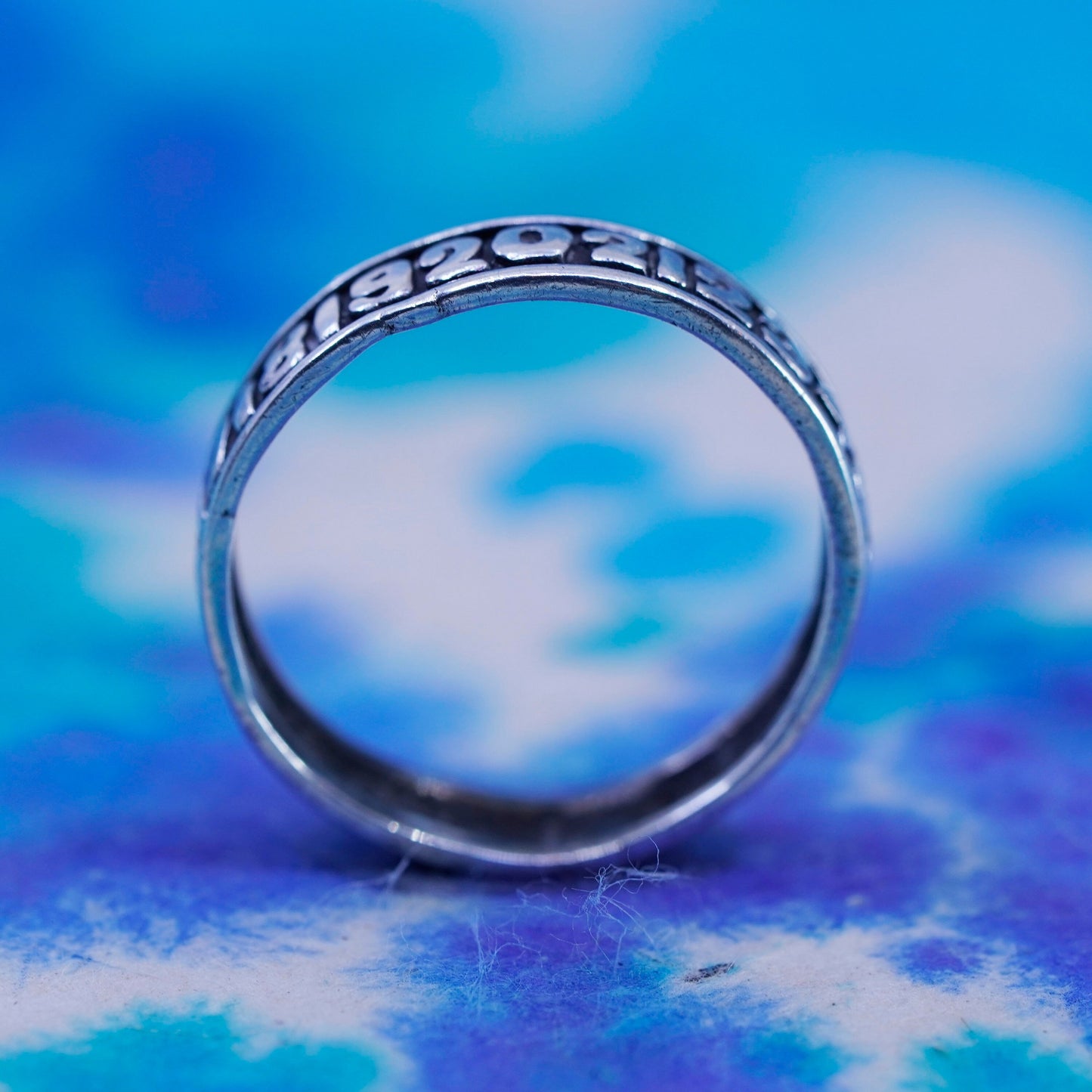 Size 6, Sterling silver ring, textured 925 band 1234567891011213141516171819202