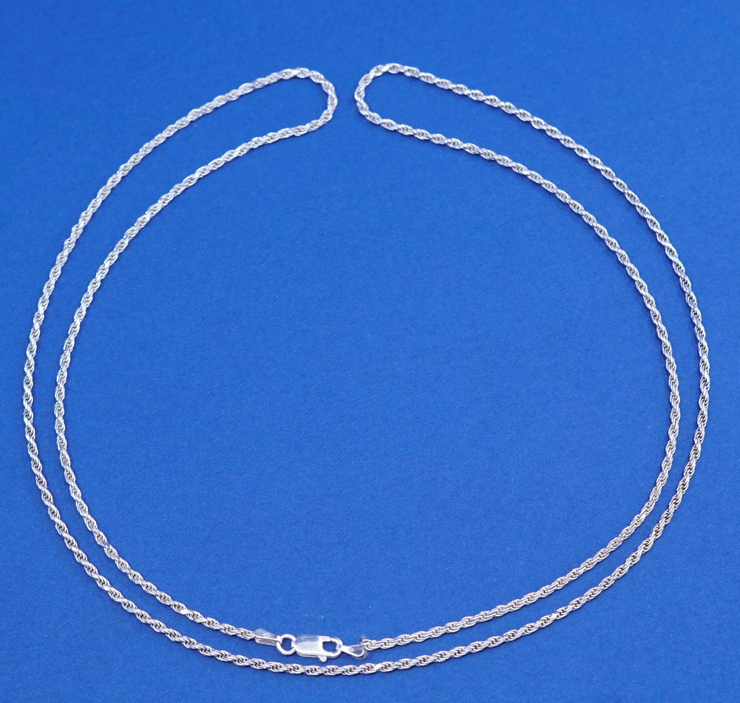 30”, 2mm, vintage Sterling silver handmade necklace, 925 diamond rope chain