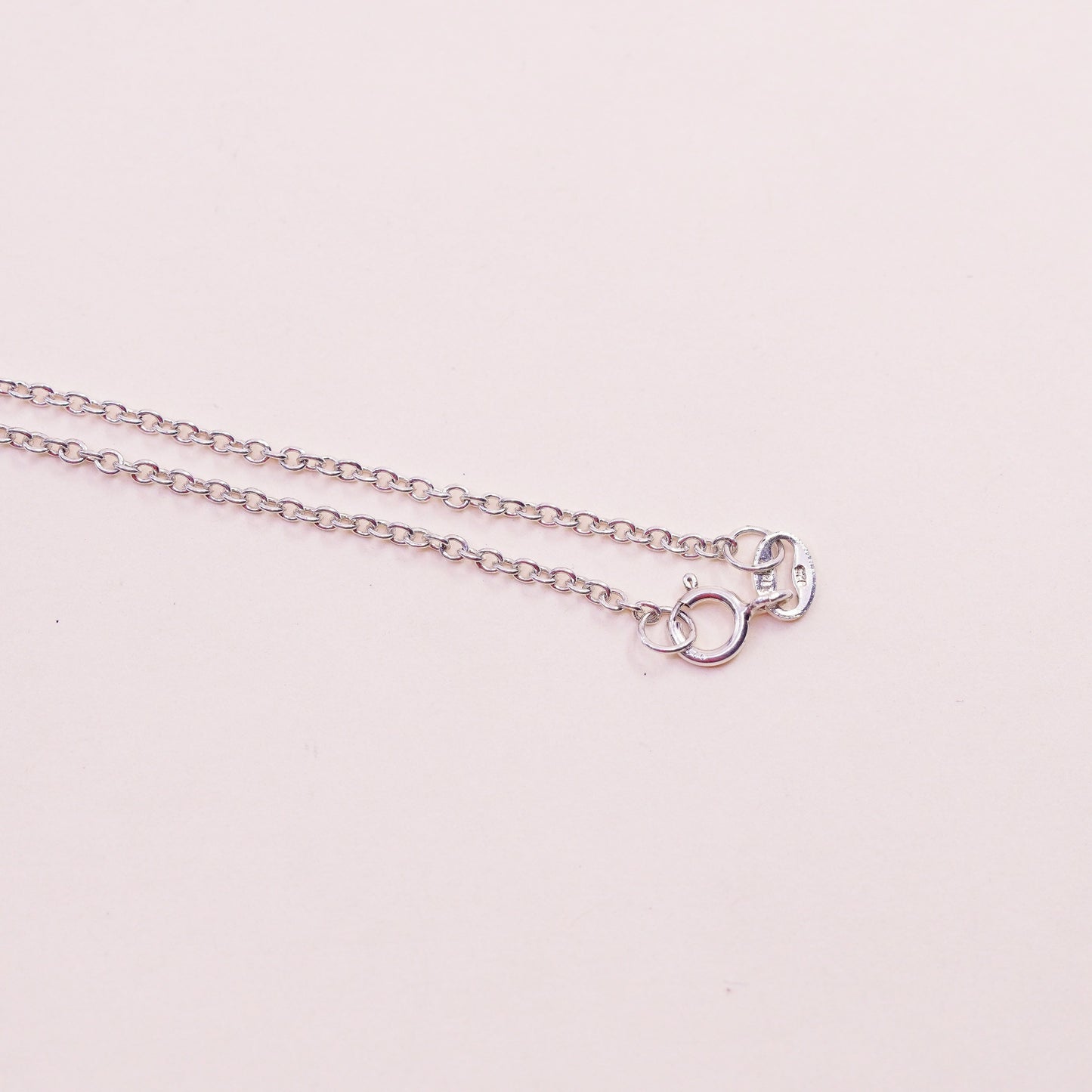 16”, vtg sterling silver handmade necklace, 925 circle chain heart key Pendant