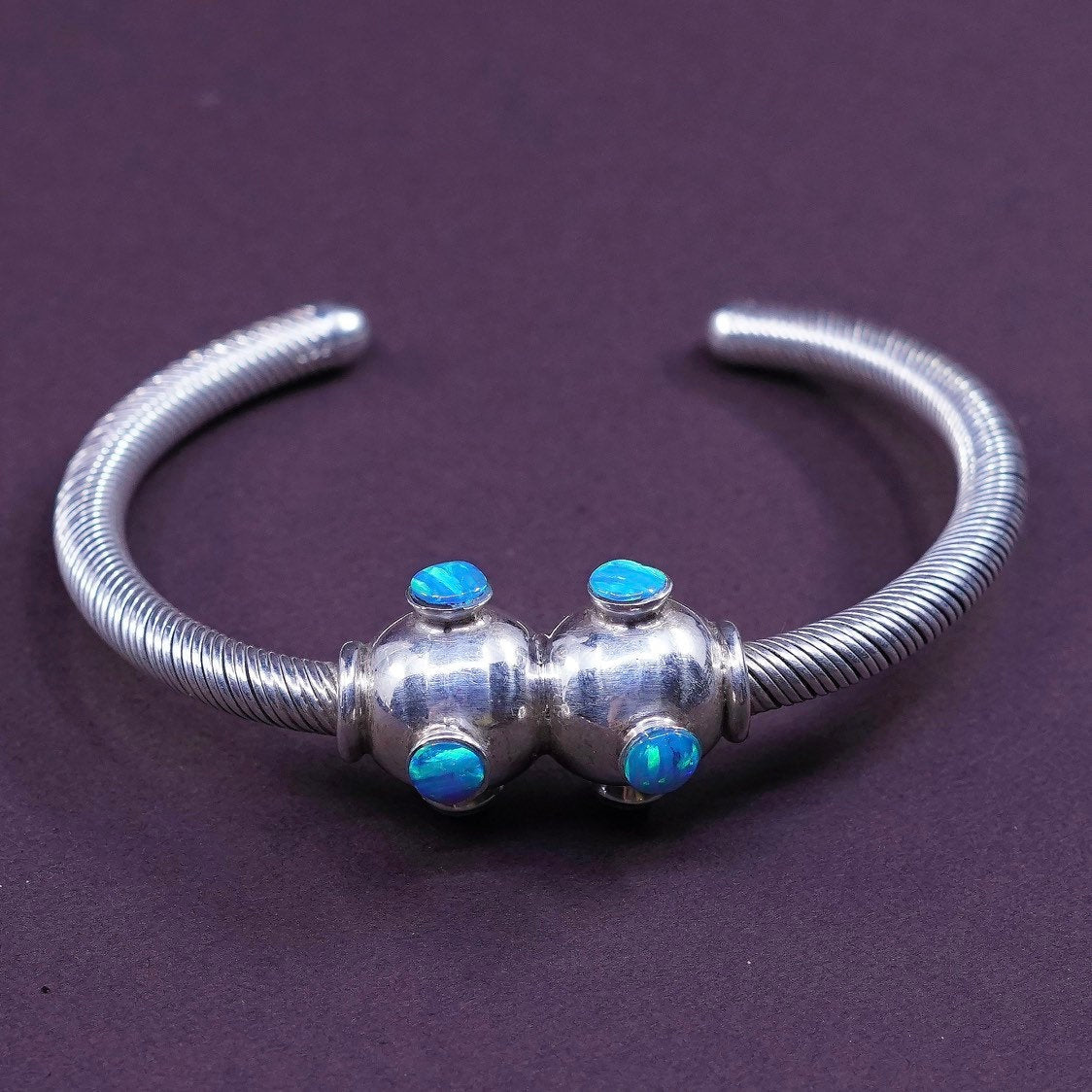 6”, vtg Sterling silver handmade bracelet, 925 cable cuff
