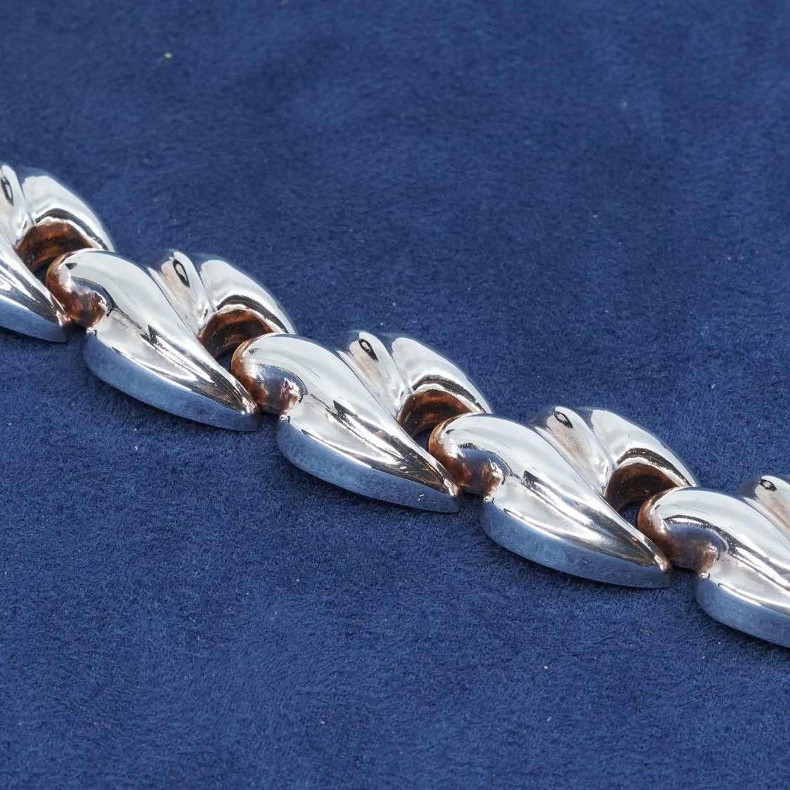 7", 16mm, vtg IBB Sterling silver handmade 925 puffy retro bracelet
