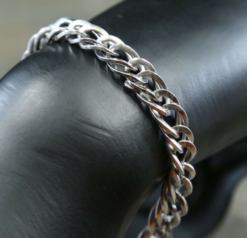 7”, Vtg Sterling Silver Handmade Bracelet, 925 double curb link Chain