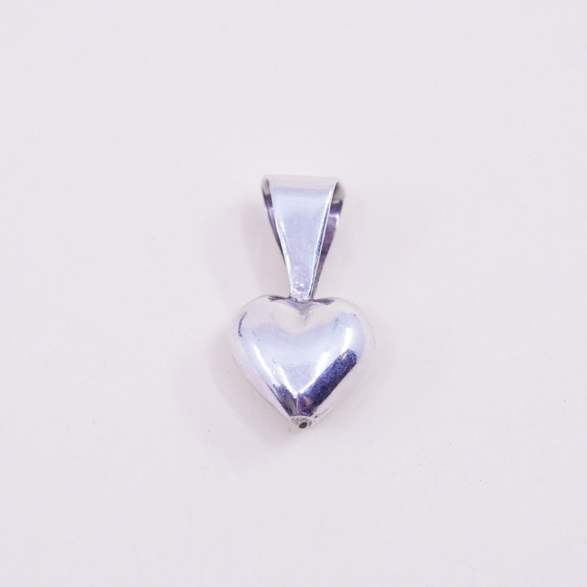 Vintage Mexico handmade sterling silver puffy heart, 925 charm pendant