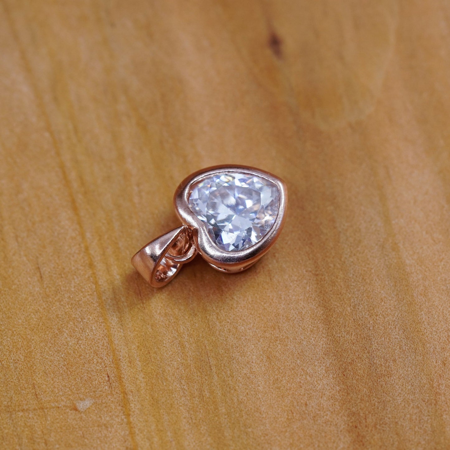 Vintage rose gold over Sterling 925 silver pendant with crystal