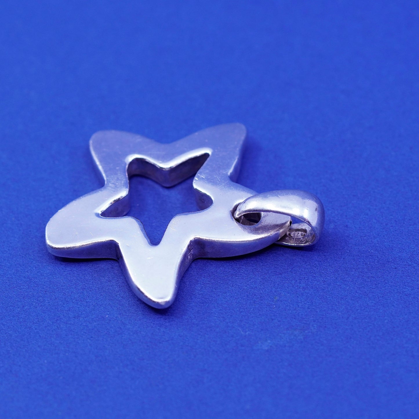 Vintage Sterling silver handmade pendant 925 star tag charm