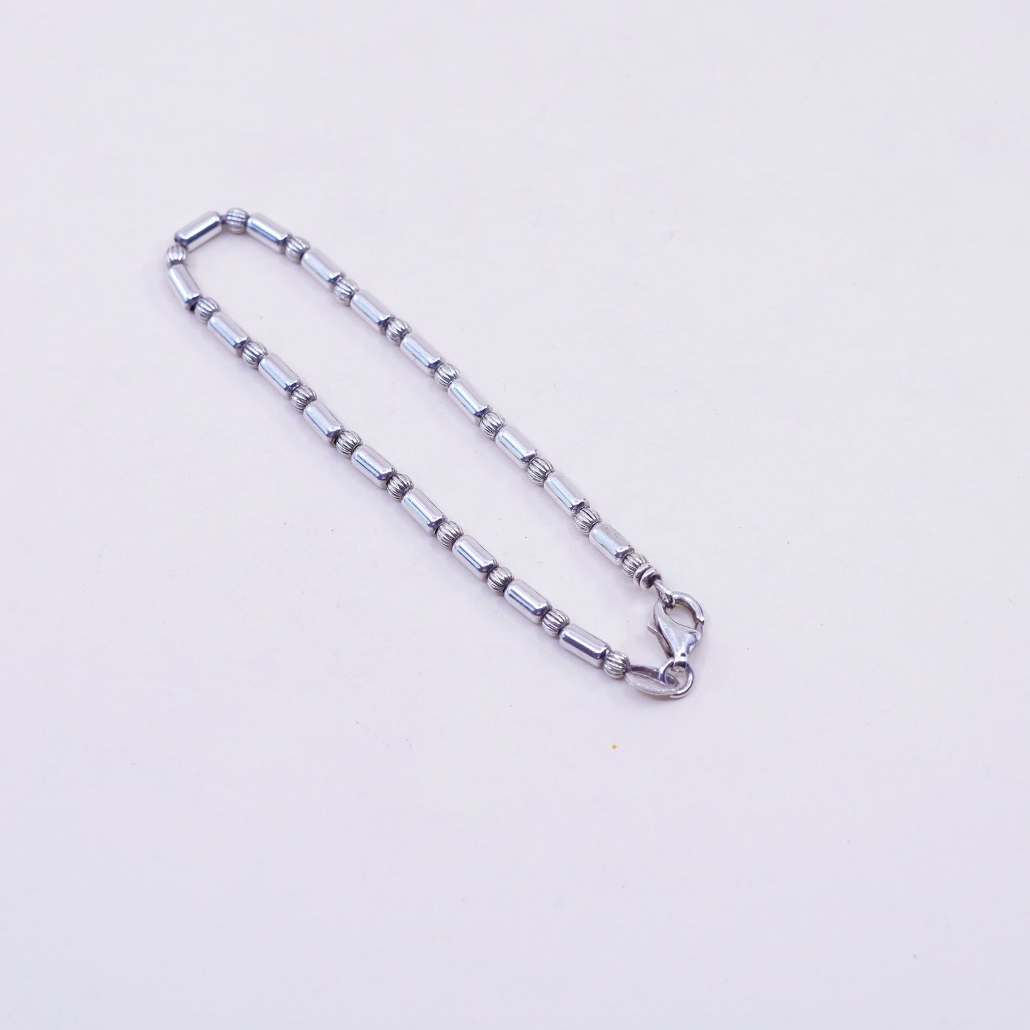 7”, 3mm, Vintage sterling silver handmade bracelet, 925 tube and beads chain