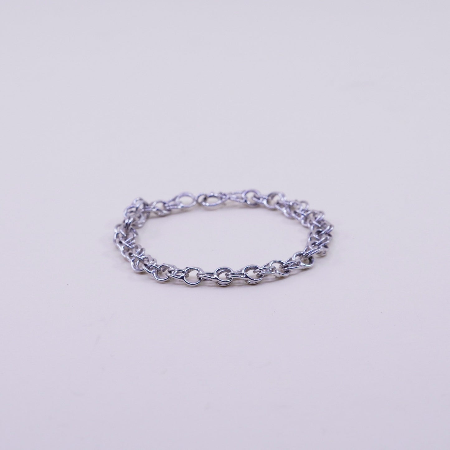 7”, 8mm, Vintage sterling silver double curb chain, 925 charm bracelet