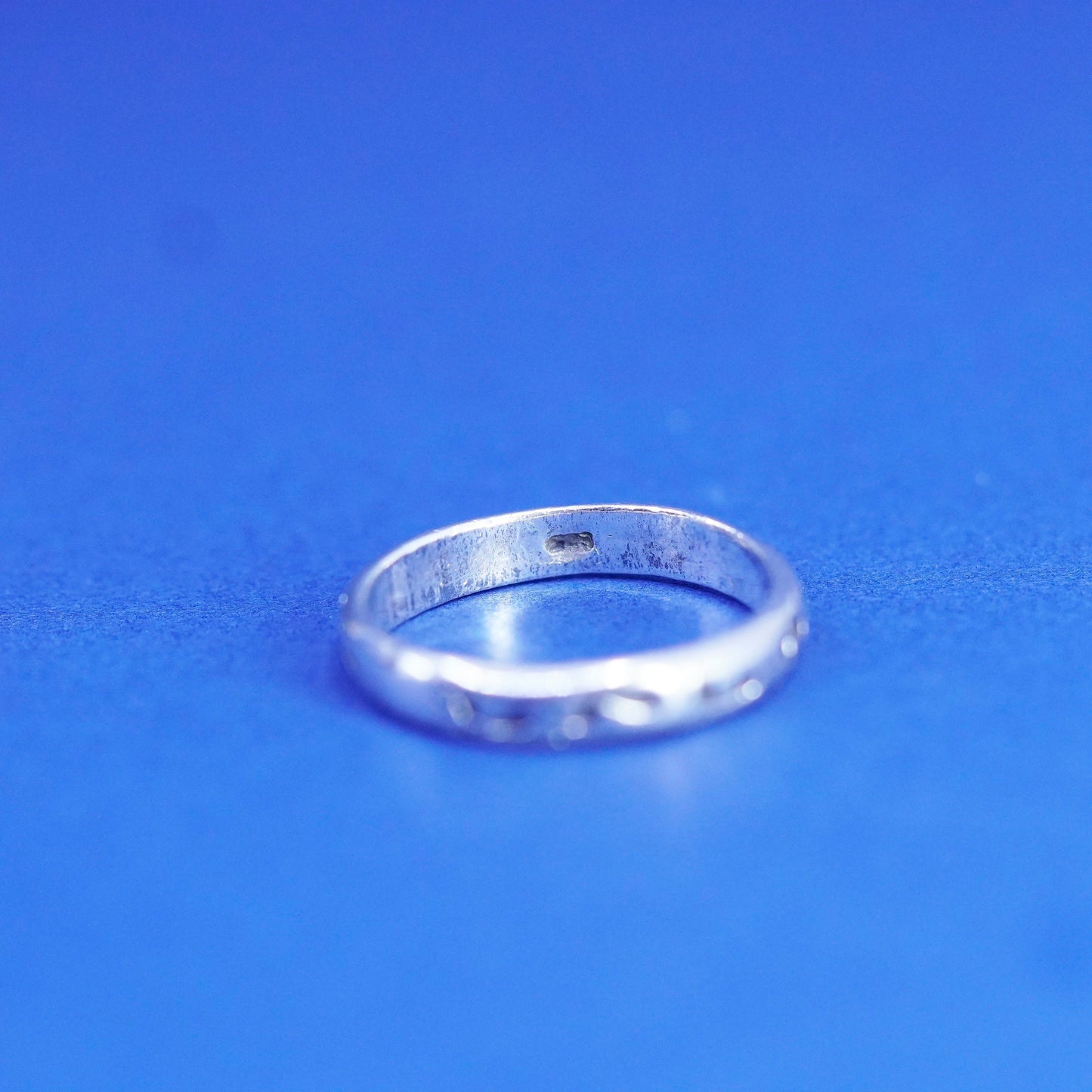 Size 10, vintage sterling silver handmade ring, 925 band w/ footprint embossed