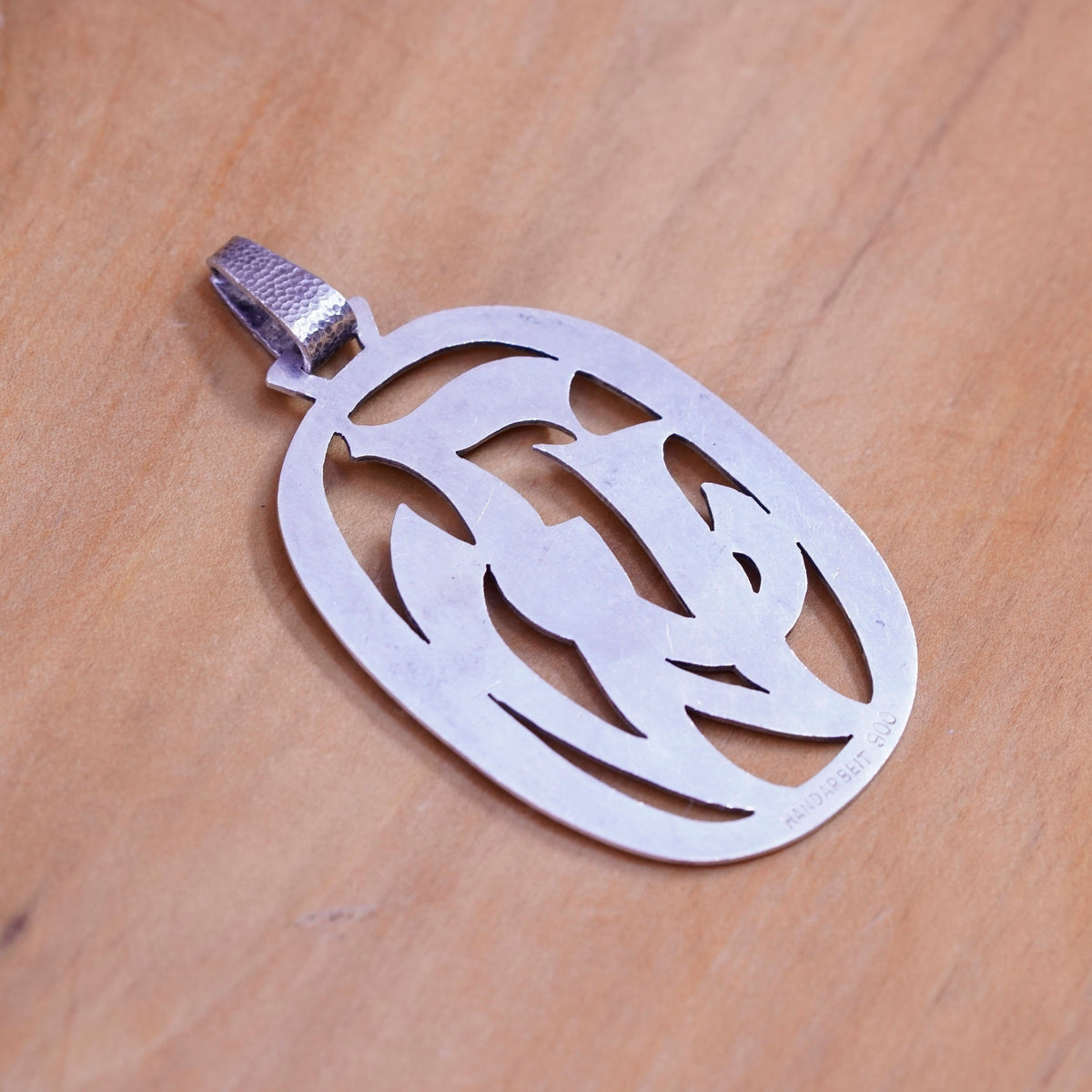 Vintage Germany Sterling silver handmade pendant, handarbeit 900 initial JW