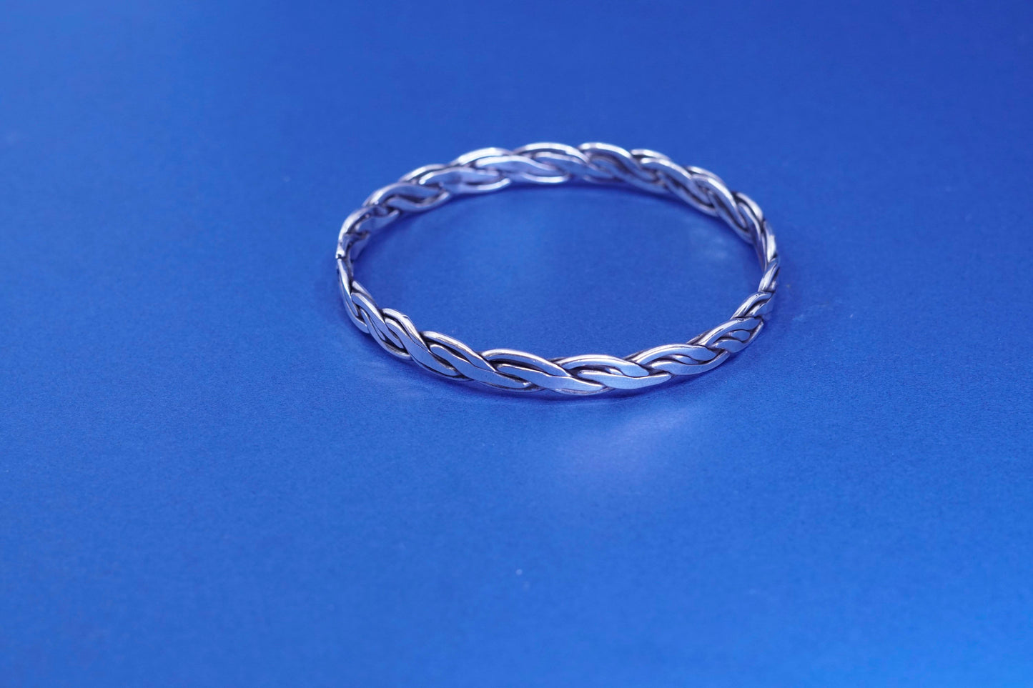 8”, vtg Taxco mexico sterling silver handmade bracelet 925 twisted cable bangle