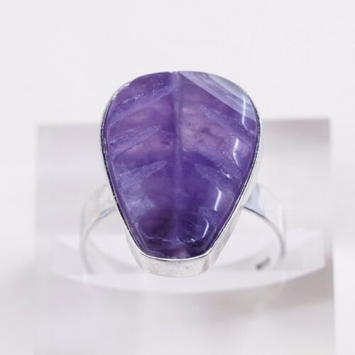 Sz 9, Sterling Silver handmade Ring, 925 Silver Ring W/ amethyst, stamped 925