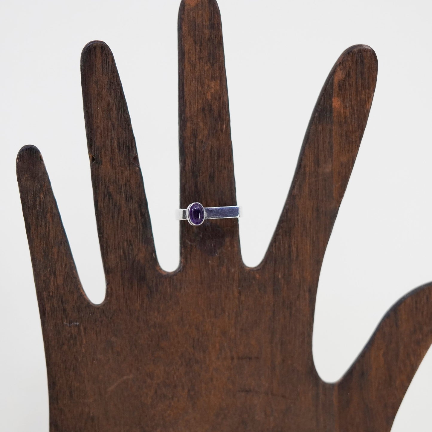 Size 6, vintage Sterling silver cocktail ring, 925 stackable band with amethyst