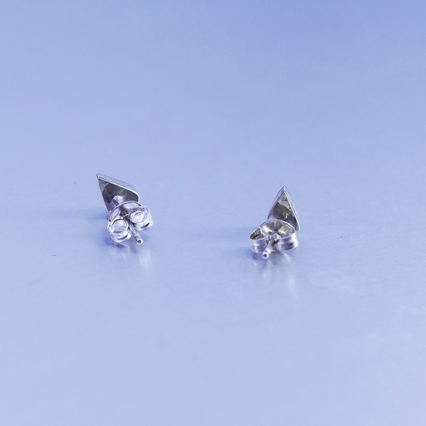 Vintage Sterling 925 silver handmade earrings, studs with teardrop onyx