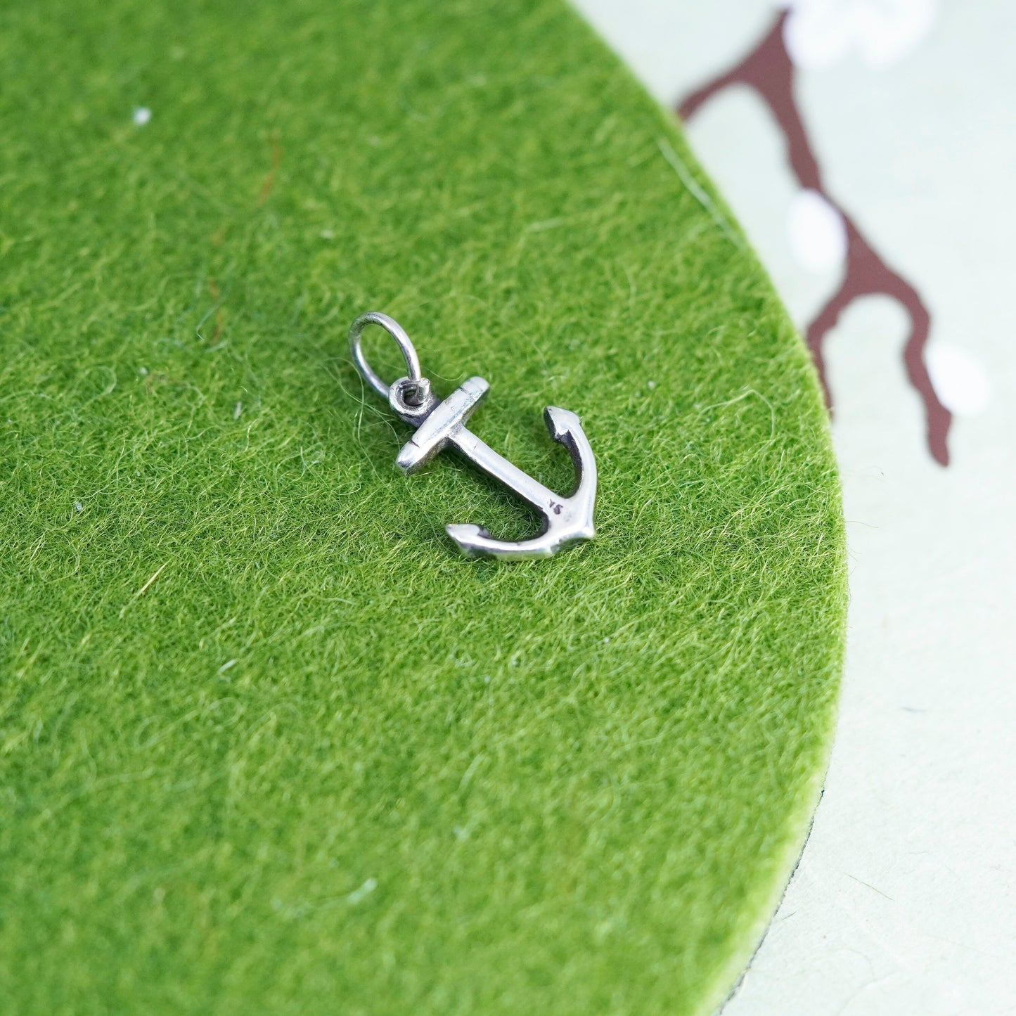 Vintage sterling silver handmade ship anchor charm, 925 pendant