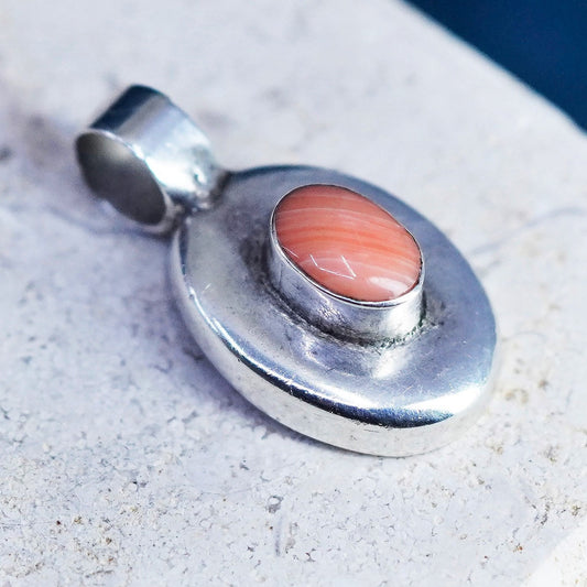 Vintage sterling 925 silver handmade pendant with fire agate