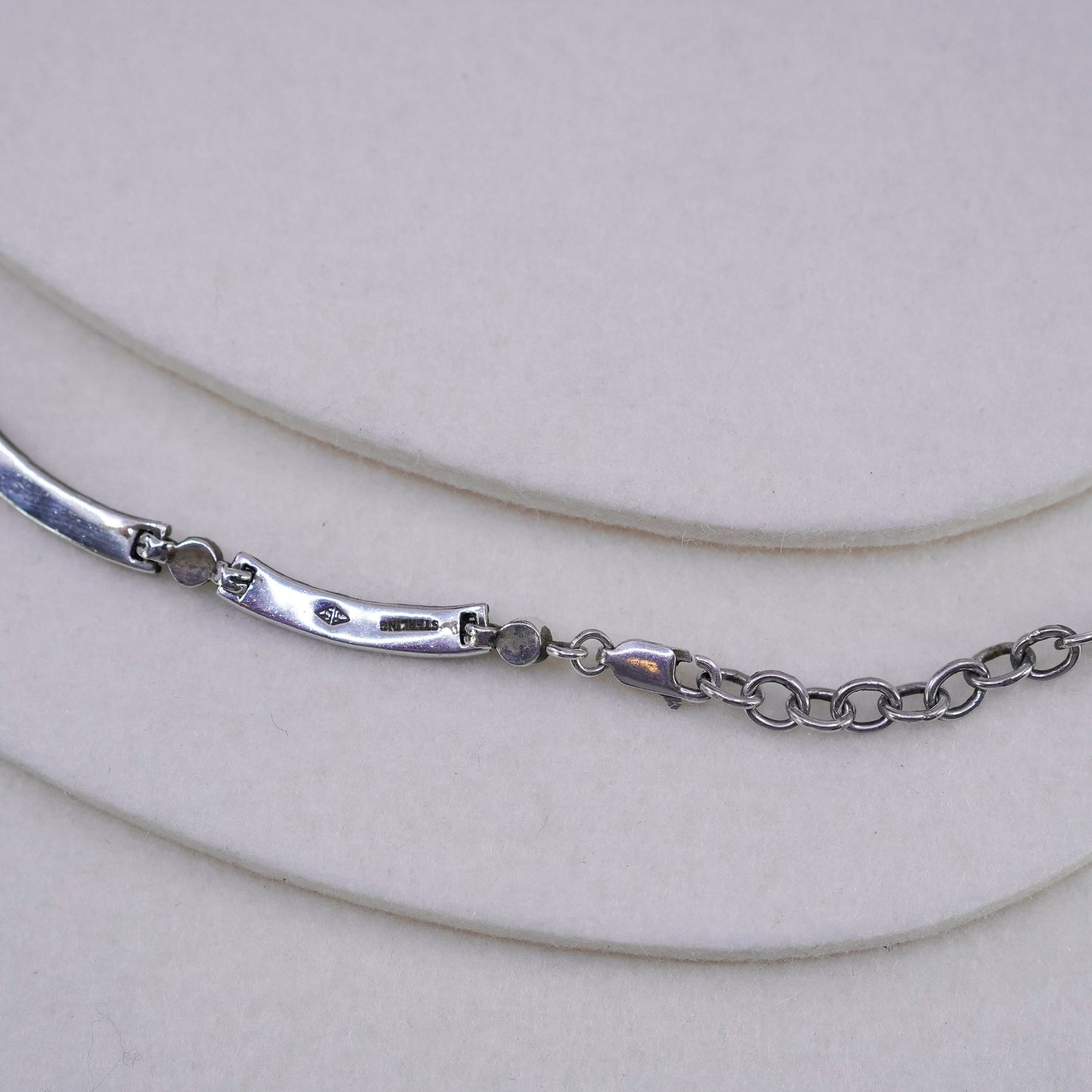 16+1.5”, Judith Jack Sterling 925 silver bar chain tennis necklace Marcasite