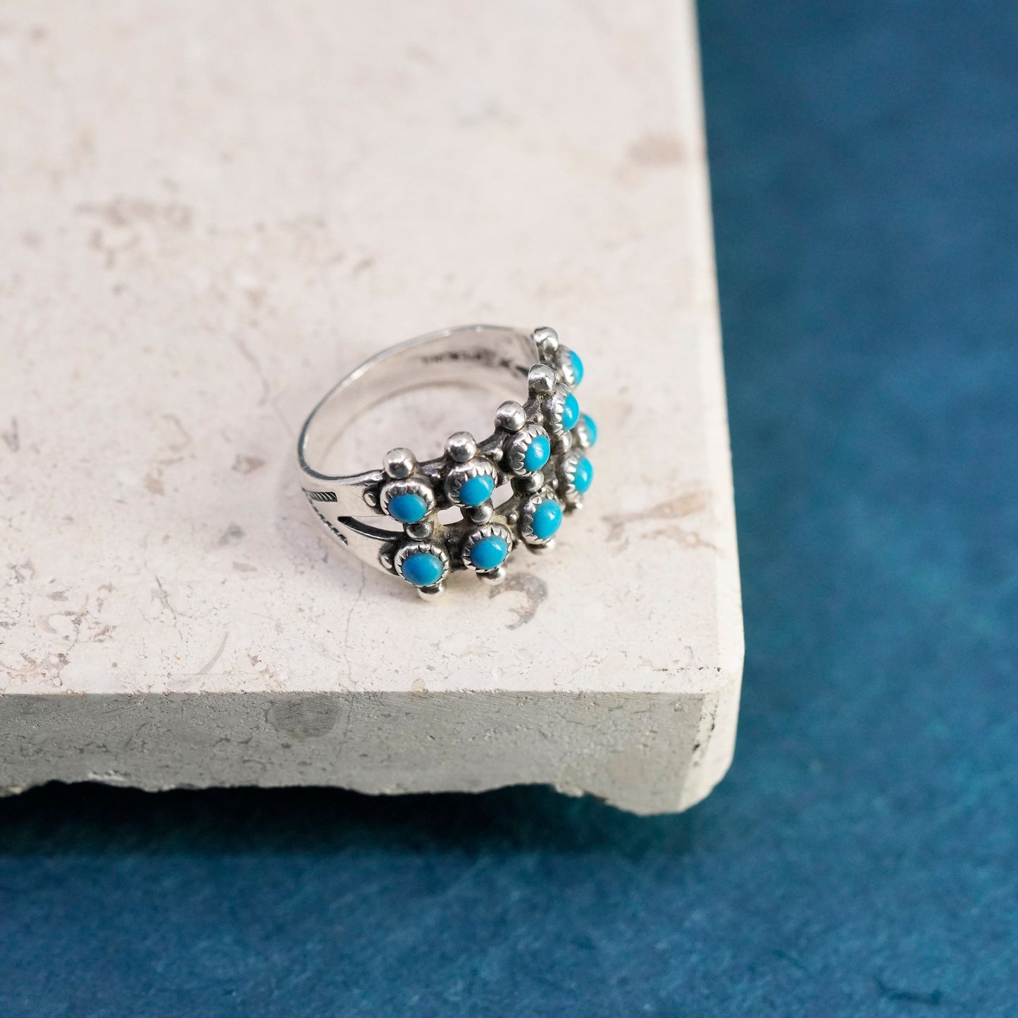 Size 7, bell trading post Sterling 925 silver turquoise ring, Native American,