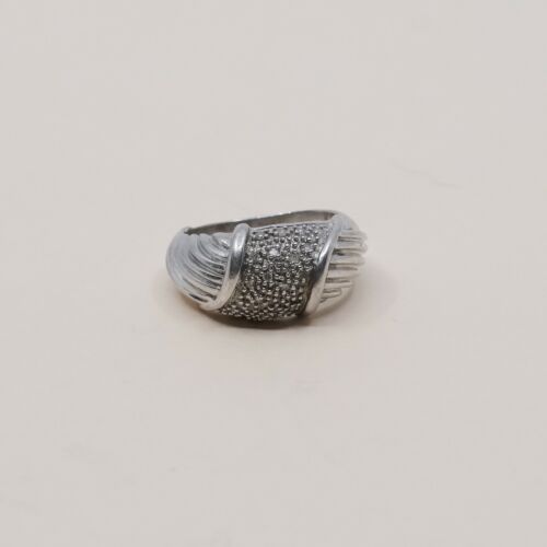 Size 5, Vtg Sterling Silver Handmade Ring, 925 Silver Band W/ Cluster Cz Detail