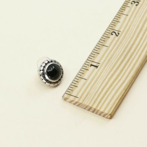 Vintage Sterling Silver Handmade Earrings, 925 Silver Studs W/ Obsidian