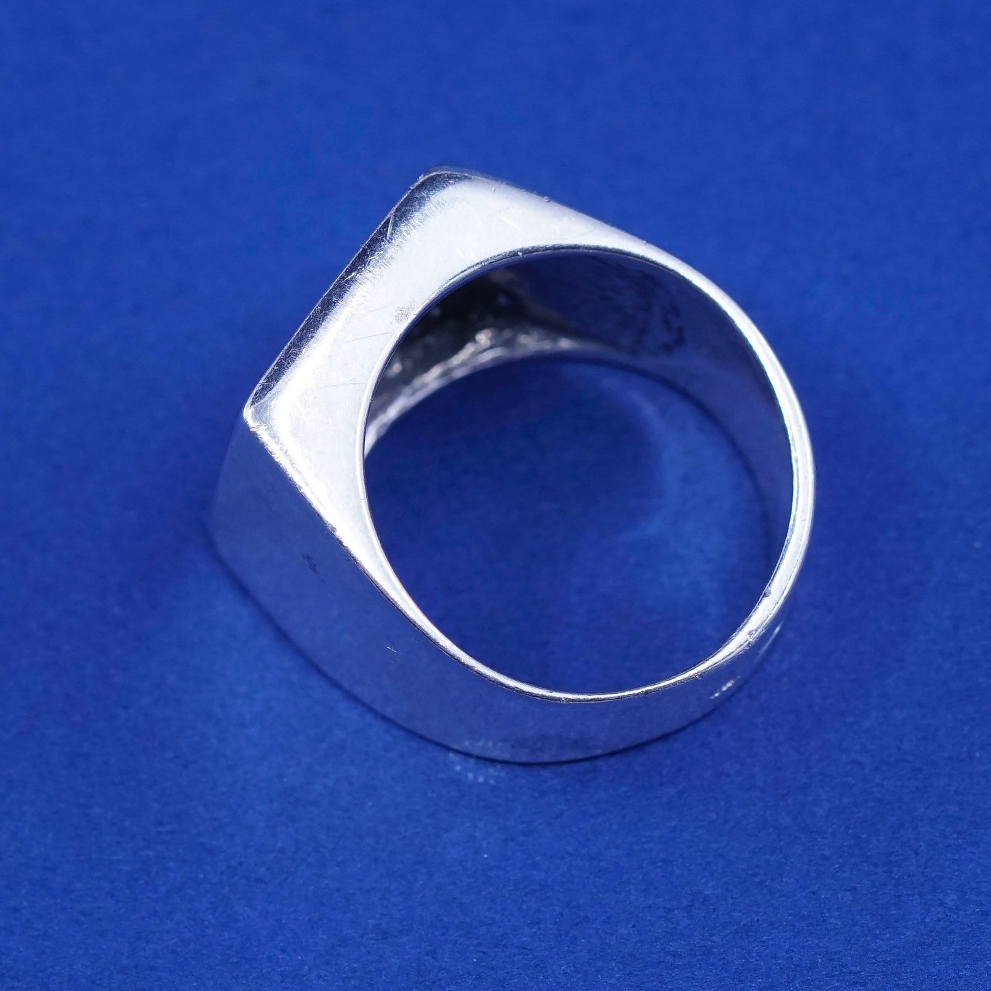 Size 7, vtg Sterling silver handmade ring, hopi 925 statement band w/ Greek key