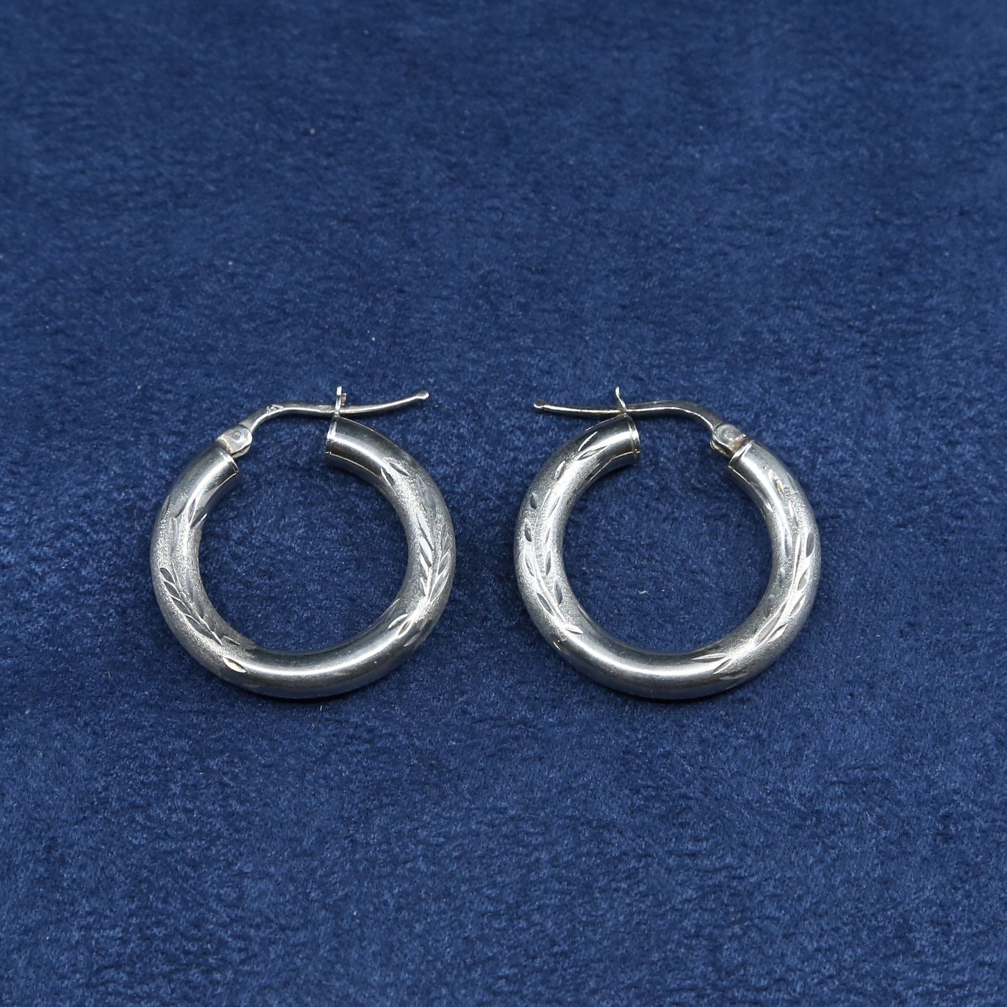 1", vtg Sterling silver handmade hoop earrings, 925 textured huggie