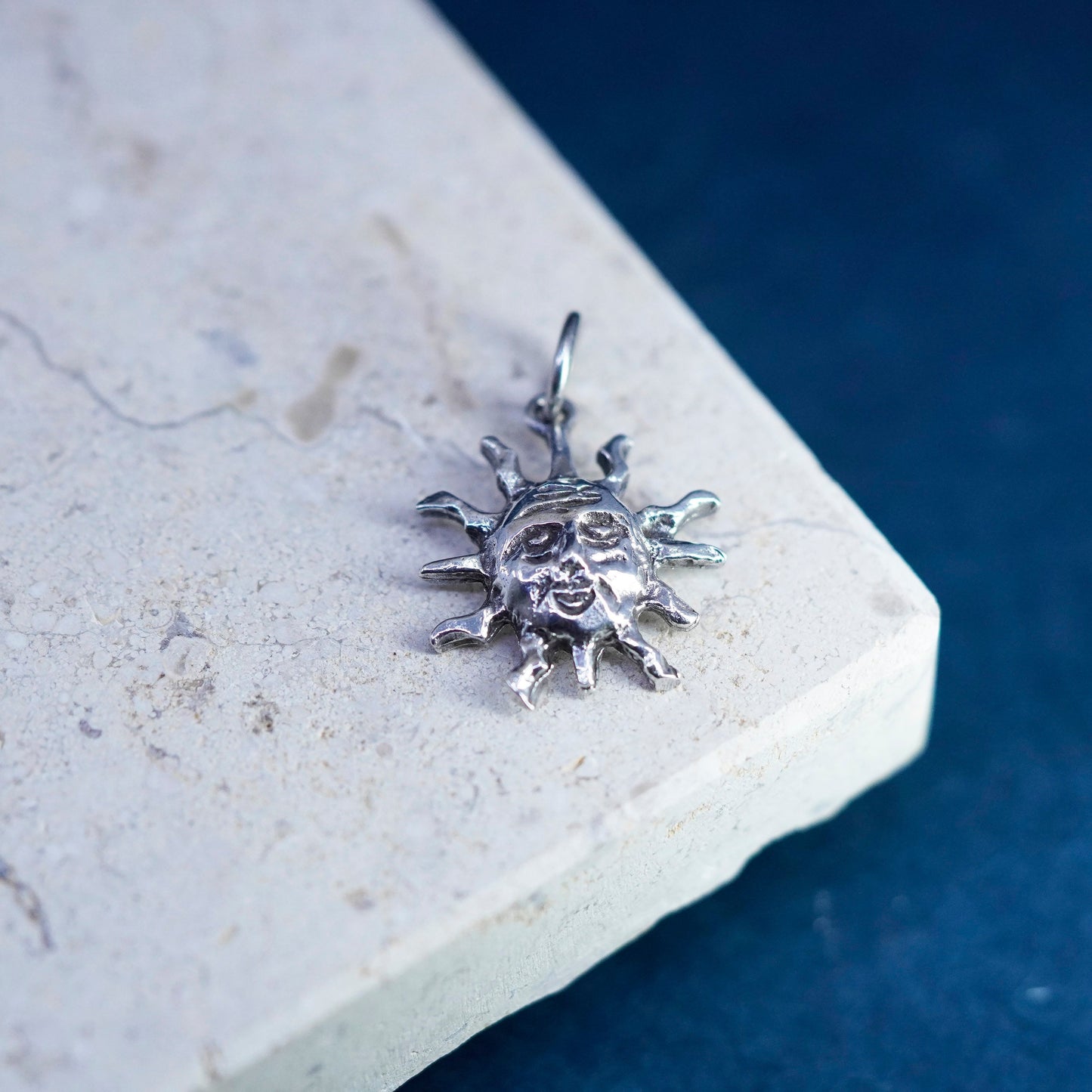 Vintage Mexico Sterling silver handmade pendant, 925 sun face
