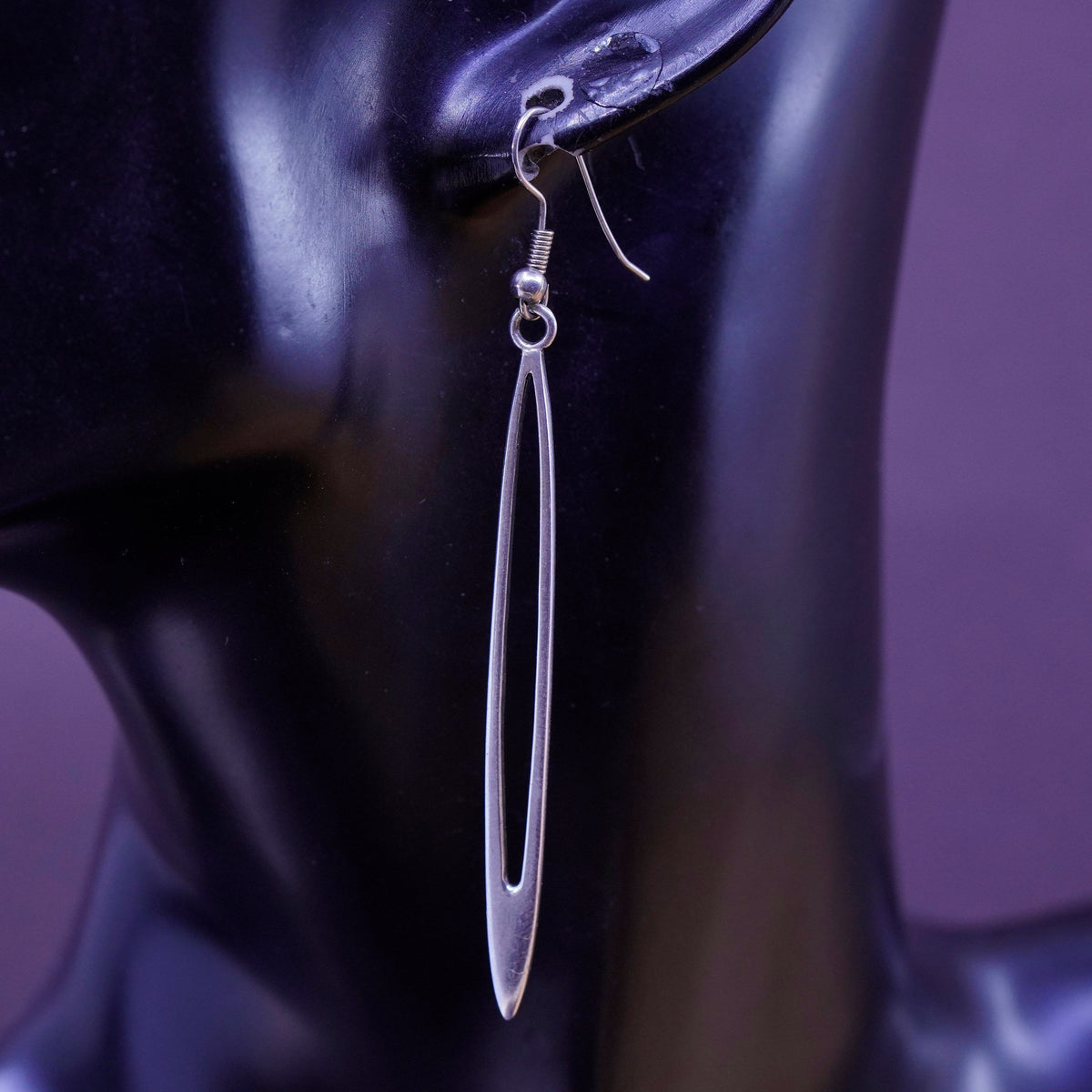RARE HTF Silpada W1909 Long Cut Out Sterling Silver handmade Dangle Earrings
