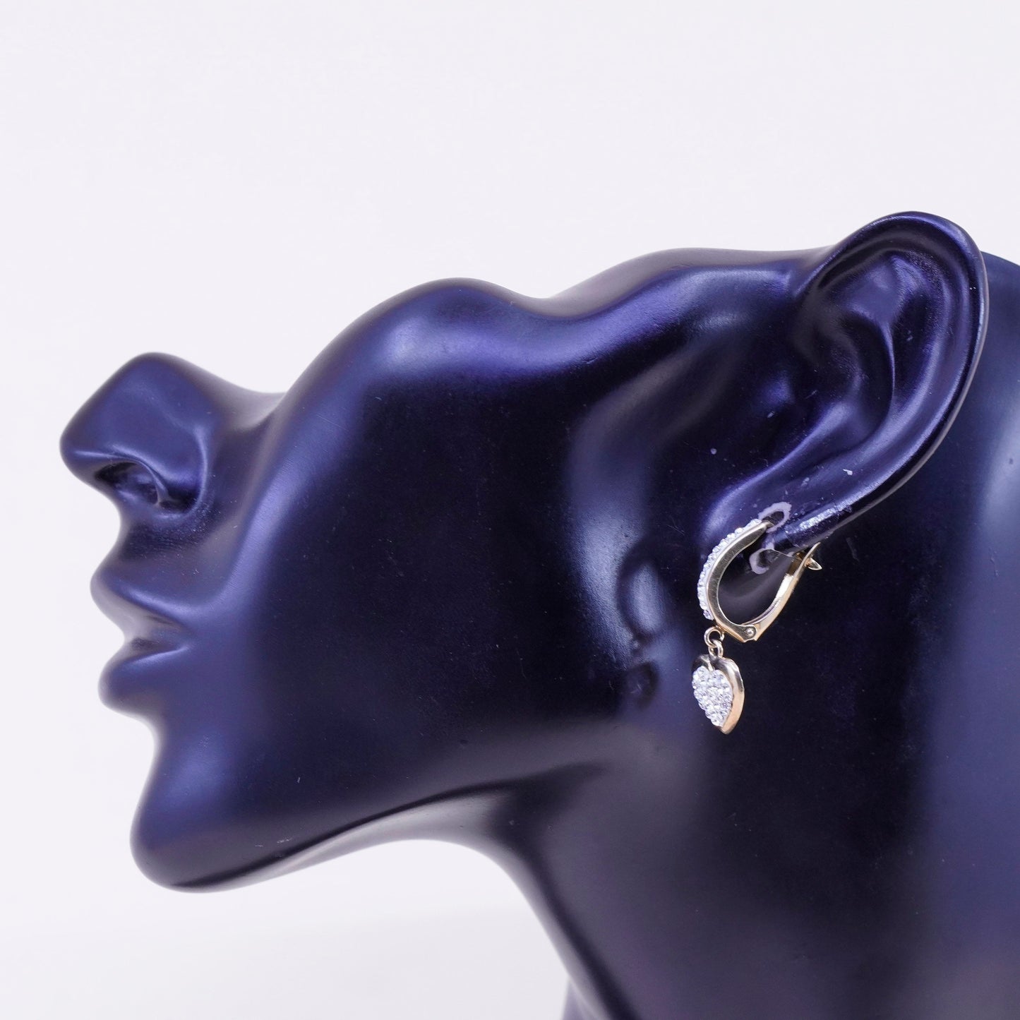 0.5”, vermeil gold over sterling silver earrings, 925 hoops, huggie cluster cz