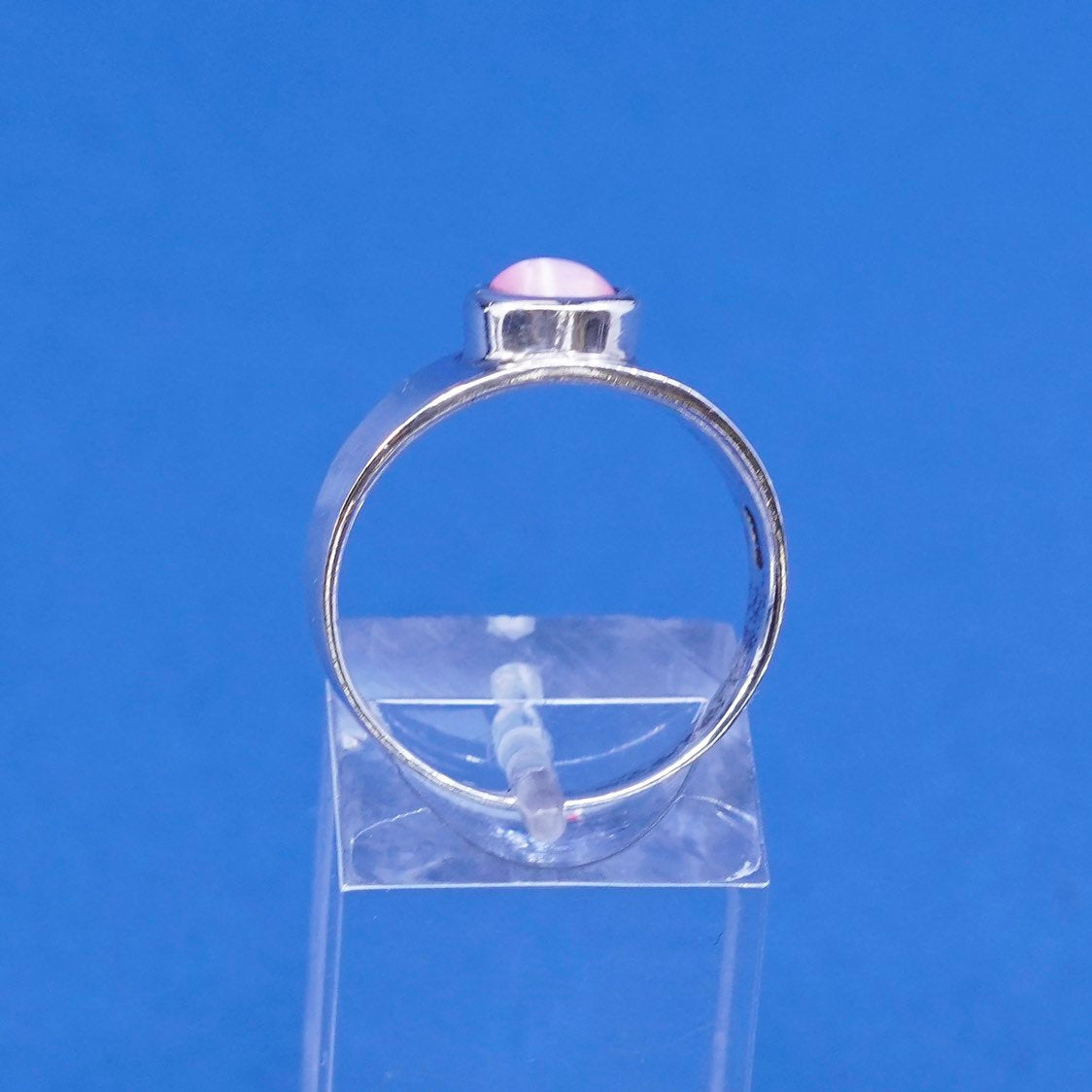 Size 8, vtg Sterling silver handmade ring, 925 w/ pink tiger eye