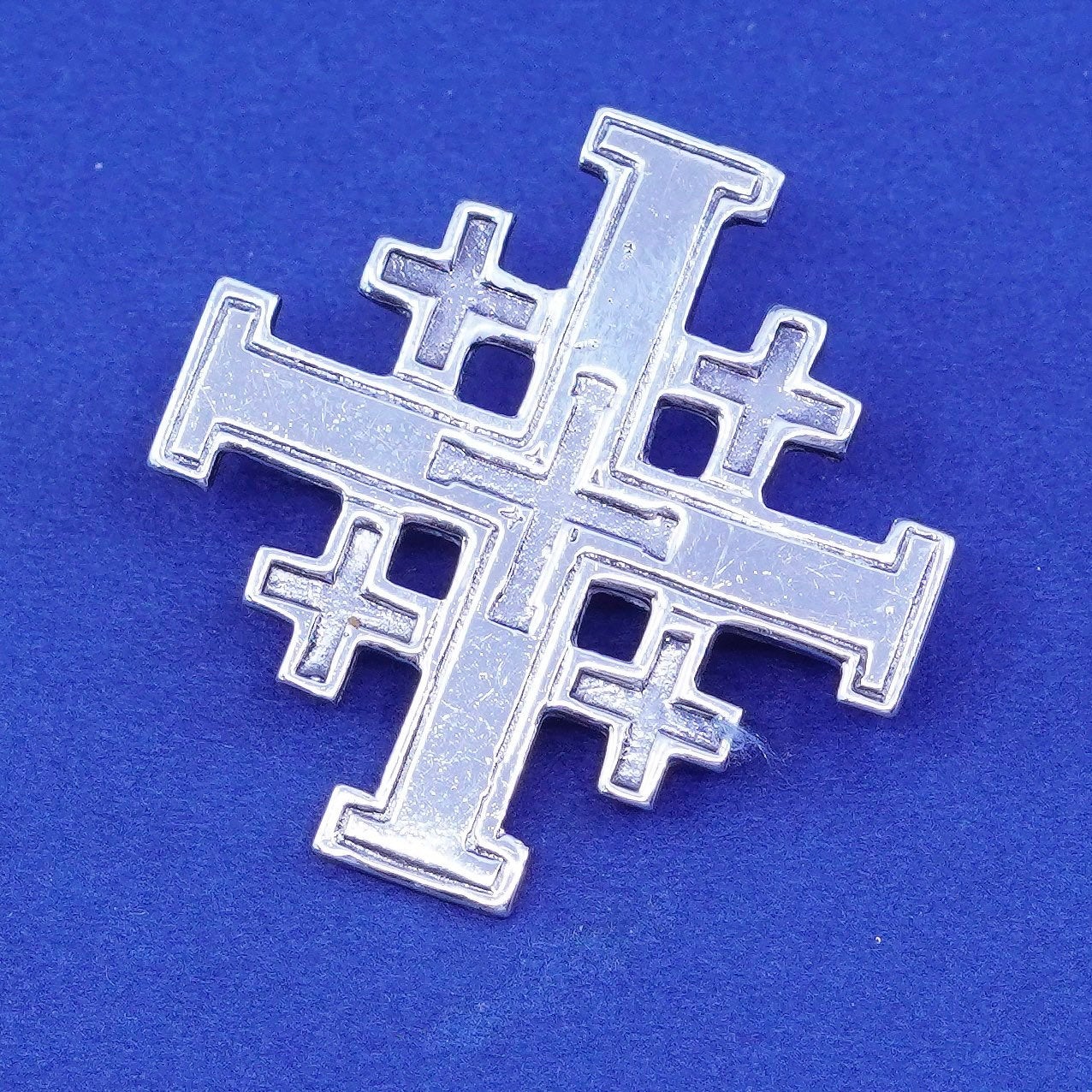 Vintage Sterling silver handmade brooch, 925 Jerusalem cross pin