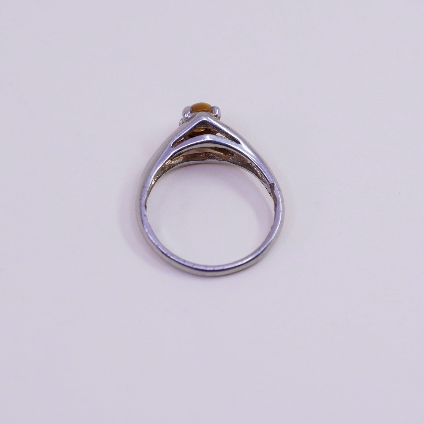 Size 5, Vintage sterling silver handmade 925 ring with golden tiger eye