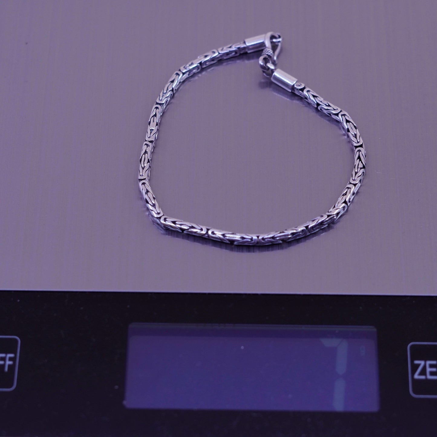 6.75”, bold Sterling silver handmade bracelet, 925 Byzantine, birdcage chain