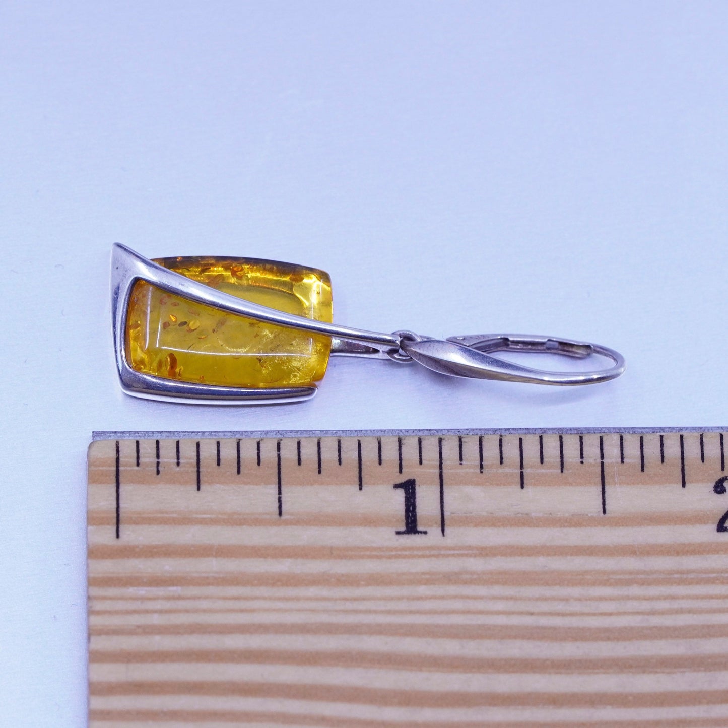 Vintage jewelry | handmade Sterling 925 silver earrings with amber
