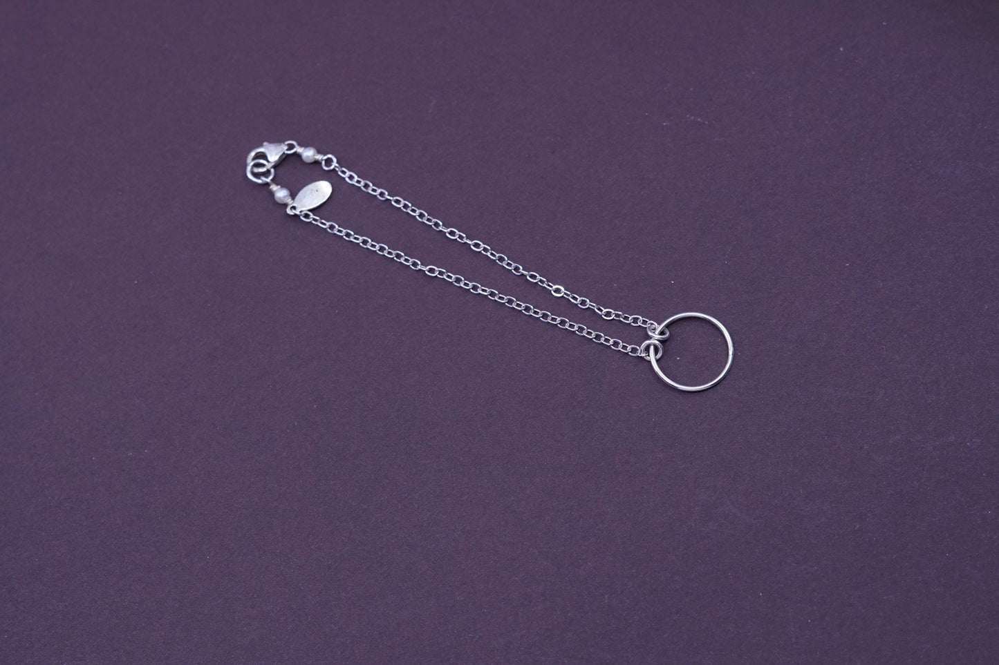 7”, MRE Sterling silver handmade charm bracelet, 925 flatten circle link chain