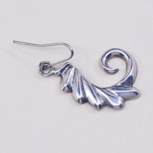 Vtg F Sterling Silver Handmade Earrings, Native American Solid 925 Curvy Wings