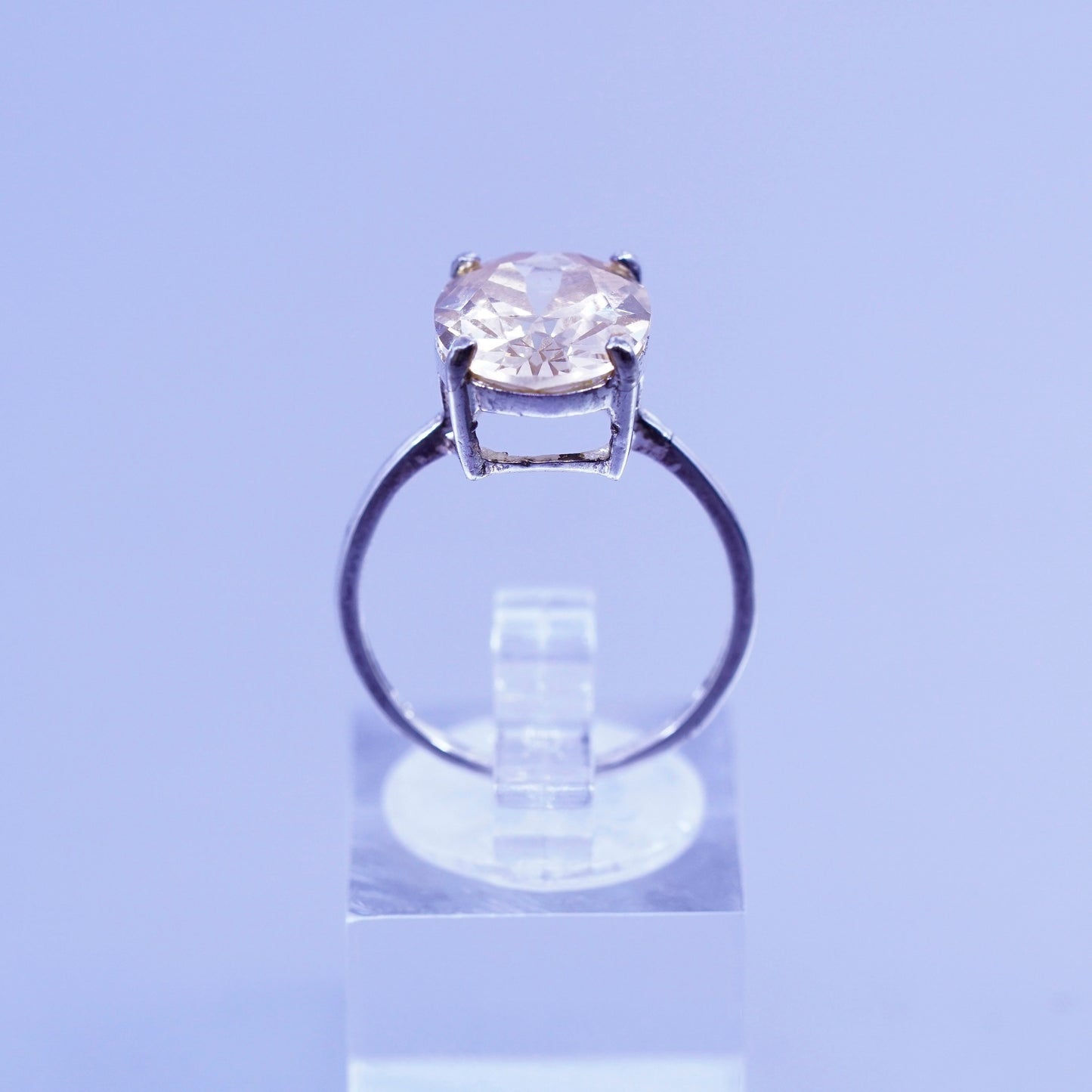 Size 7.25, vintage Sterling 925 silver handmade ring with oval citrine