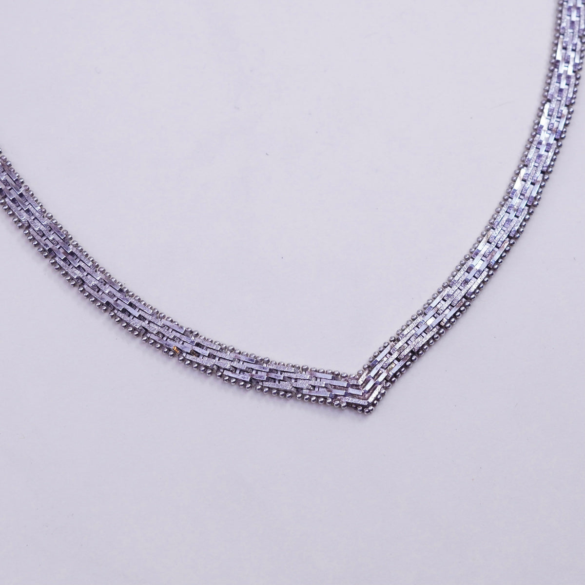 18”, 6mm, Vintage sterling silver Riccio link chain, V shaped 925 necklace
